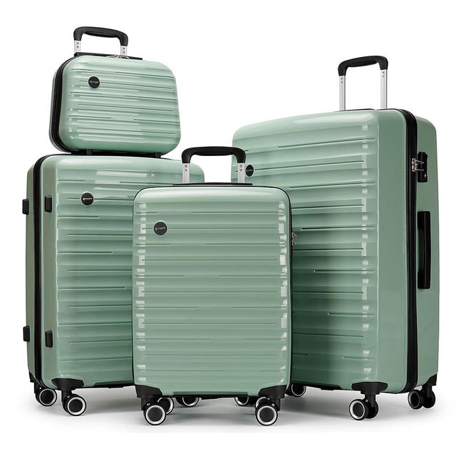 GinzaTravel Luggage Sets 4 Piece,PP Hardside Luggage Sets with TSA Lock,Large Suitcases with Spinner Wheels,Green