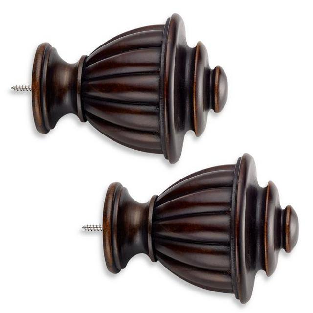 Cambria® Estate Wood Fluted Urn Finials in Chocolate (Set of 2)