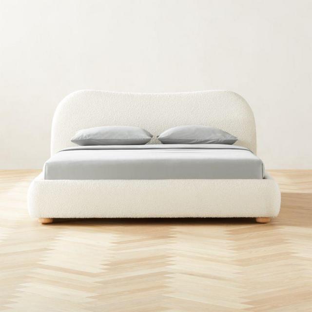 CB2 Diana White Boucle King Bed