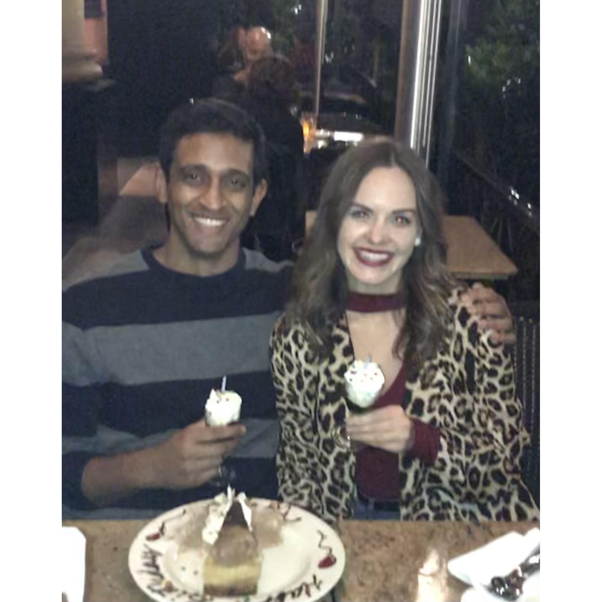 We celebrated our birthdays together for the first time (J - Nov 9 / A - Nov 10) and with plenty of cheesecake!