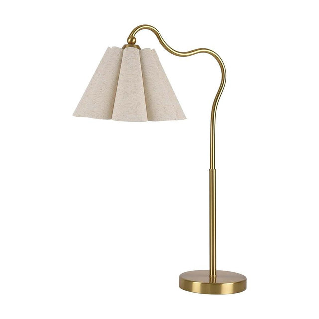 KUNJOULAM Modern Table Lamps, Nightstand Bedside Lamps with Umbrella Form Linen Lampshade, Gold Metal Base Desk Lamp for Living Room Bedroom, Bulb Not Included