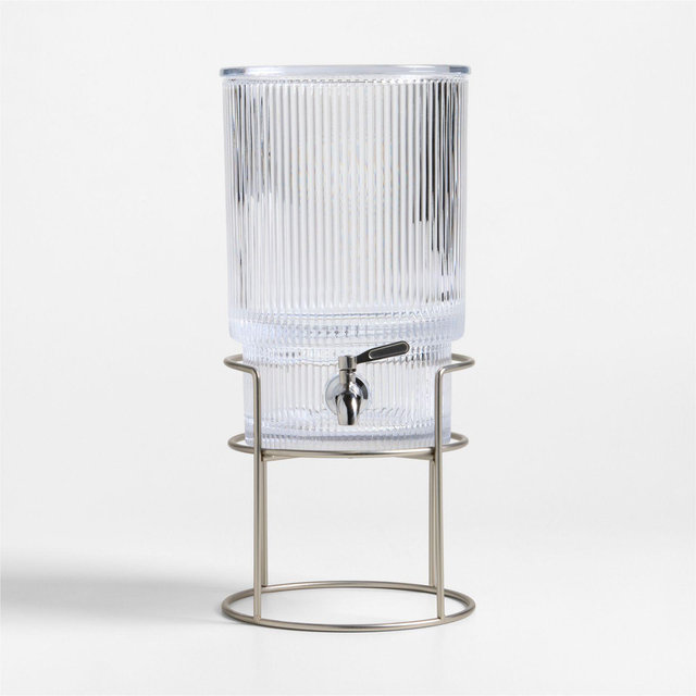 Atwell 1.7-Gallon Ribbed Glass Drink Dispenser with Silver Stand