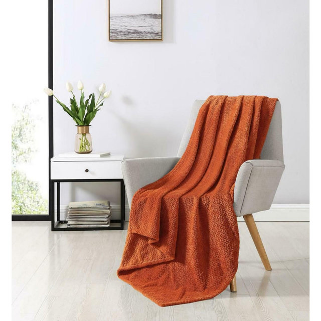 Kate Aurora Ultra Soft & Plush Herringbone Fleece Throw Blanket Covers 50"x60"