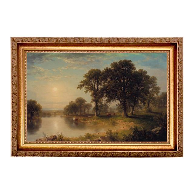 Summer Afternoon by Asher Durand Small Nature Landscape Framed Oil Painting Print on Canvas