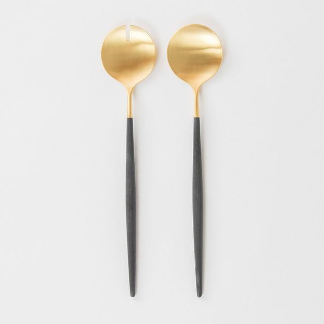 Casa de Perrin Salad Servers | Goa Brushed Gold & Black