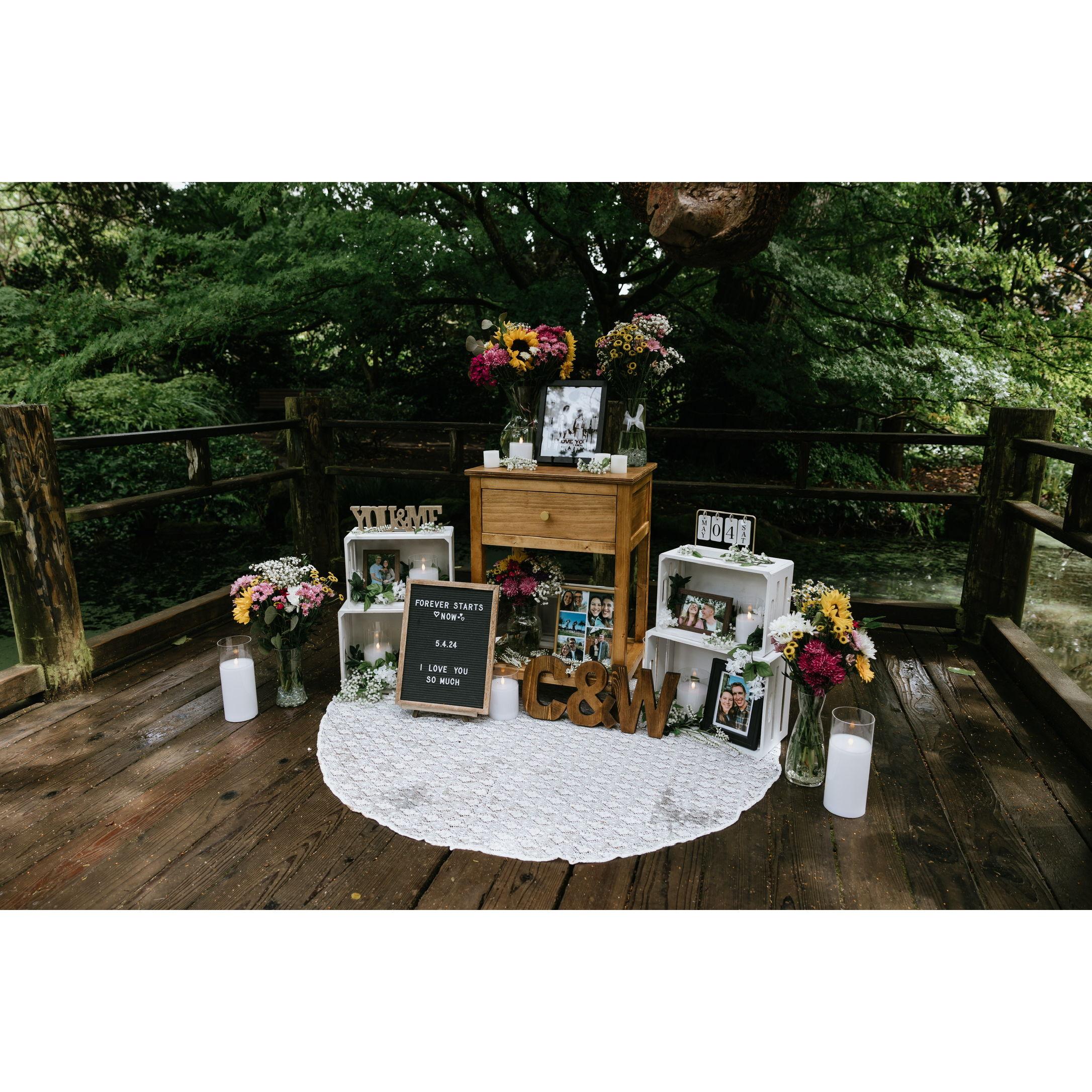 The set-up that Wes created for when he proposed to me!