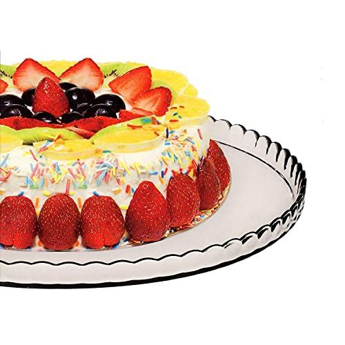 Cake Plate Glass Stand Round Platter Plateau à Gâteau Cupcake Patisserie 12.75 inches