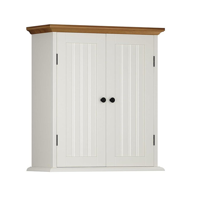 ChooChoo Bathroom Wall Cabinet, Over The Toilet Space Saver Storage Cabinet, Medicine Cabinet with 2 Door and Adjustable Shelves, Cupboard, Antique White & Brown