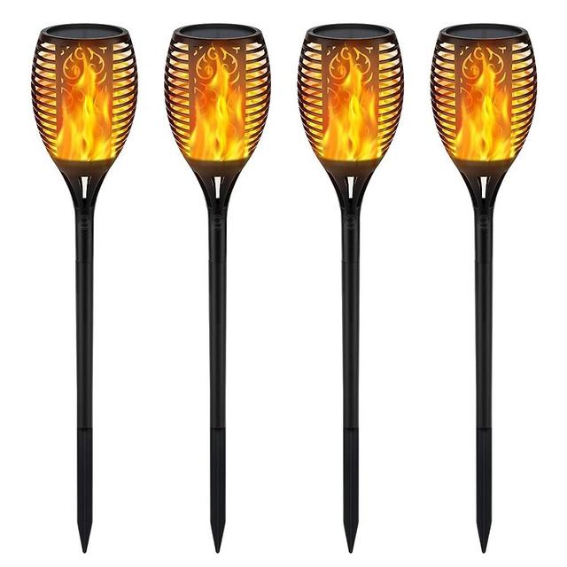 XCJC 4 Solar Torch Lights Outdoor: 96 Led Powered Dancing Flickering Garden Flame Landscape Lighting Backyard Patio Large Chrismas Yard Decorative Lantern Auto On/Off Dusk to Dawn Waterproof