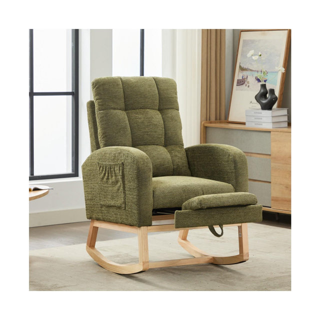 Streamdale Furniture Modern Rocking Chair with Wood Legs & Adjustable Footrest