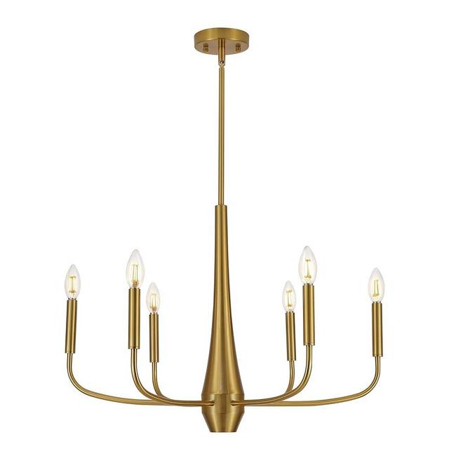 ACNKTZ Gold Chandelier Light Fixture, 6-Light Modern Farmhouse Kitchen Chandeliers Over Table Hanging, Industrial Metal Chandeliers for Dining Room Entryway Bedroom Living Room Foyer Hallway