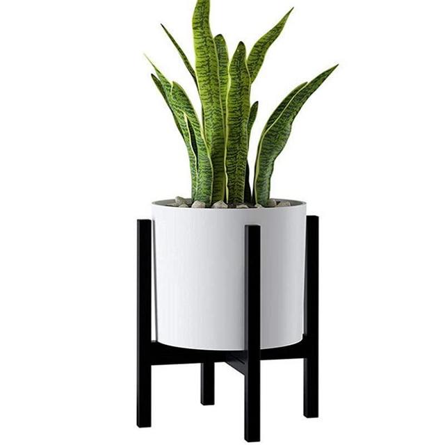 Black Metal Mid Century Plant Holder,Adjustable Width 10 to 14 in Metal Plant Holder (Pot & Plant Not Included,2 Pack)