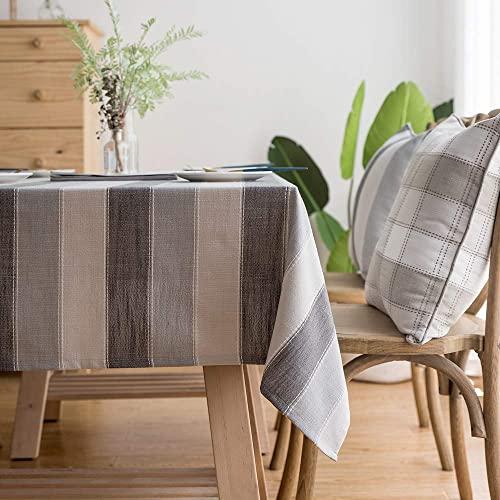 LINENLUX Stylish Square Rectangular Tablecloth/Table Cover for Kitchen Dinning Tabletop Decoration Gray Striped Square/Round 55 X 55 in