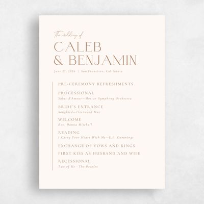 Beige Wedding Program - Piccola