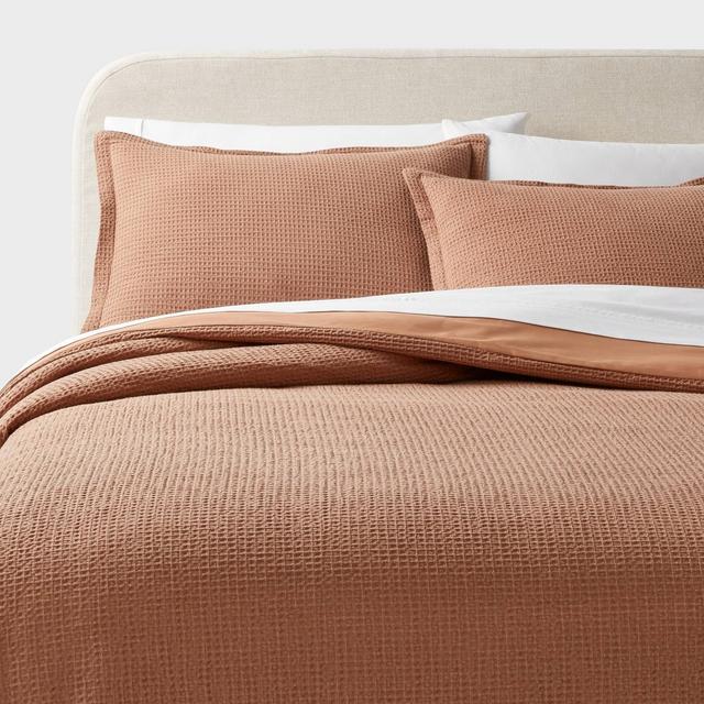 King Washed Waffle Weave Duvet Cover and Sham Set Camel - Threshold™