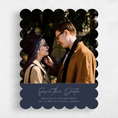Blue Scalloped Wedding Save the Date - Splendor Portrait