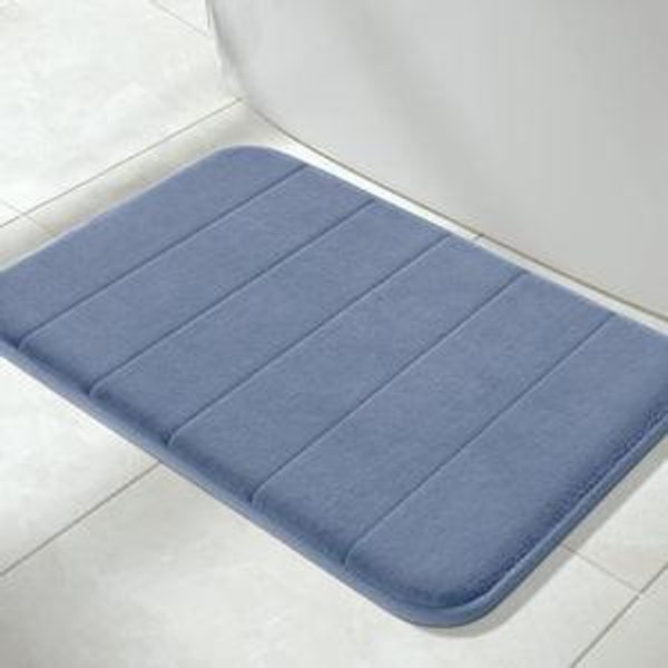 Denim Blue- Yimobra Large Bath Mat 36"x24", Super Soft Quick Dry Memory Foam Bathroom Rug, Water Absorbent, Non Slip Backing Machine Washable for Tub Shower, Thick Comfort Support