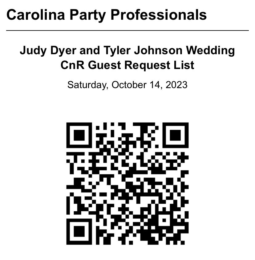 Scan the QR code to add songs to play at the wedding!