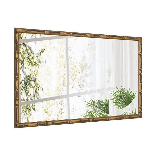 CULER Gold Wall Mirror for Bathroom,Rectangle Rustic 24 x 36 inch Hanging Vanity Farmhouse Mirrors with Bamboo Design Frame for Living Room,Bedroom,Entryway