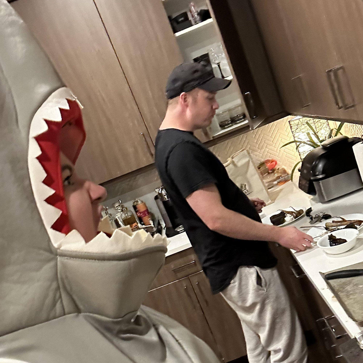 Cooking is never safe in our house