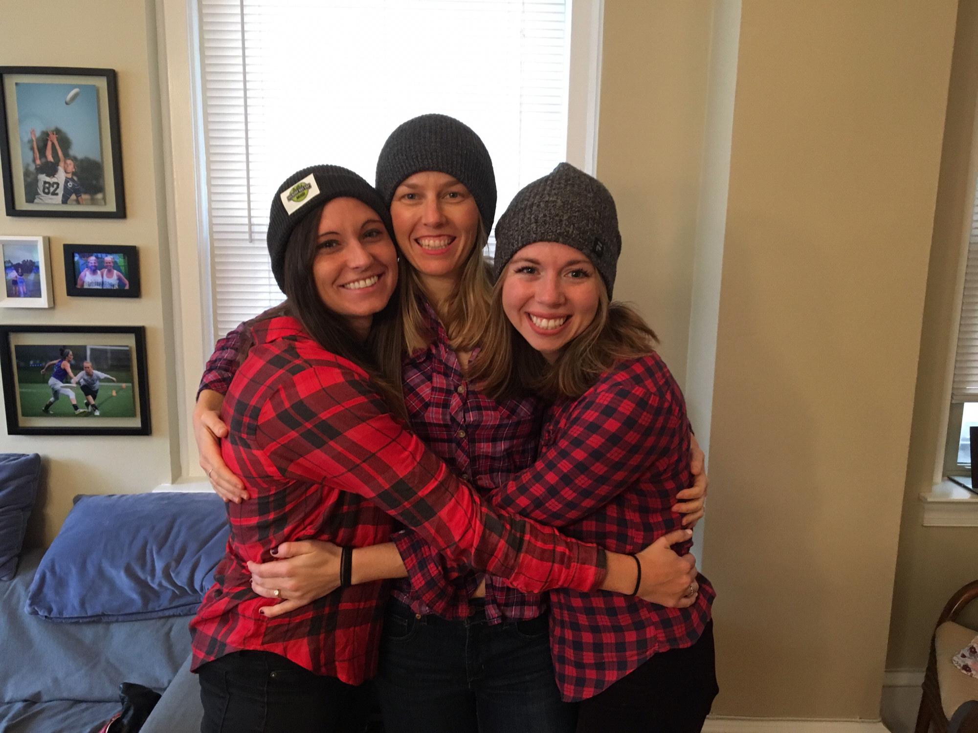 Beth, Jill, and Amy rocking the plaid