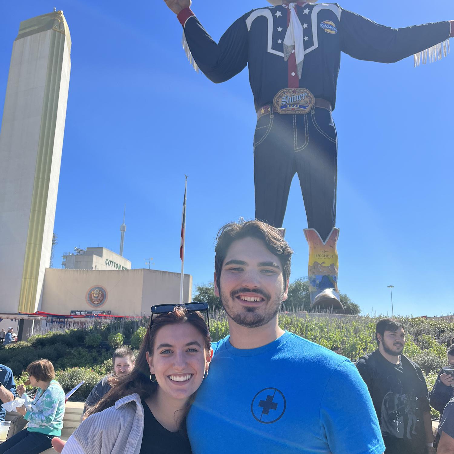 A decapitated Big Tex at the state fair.