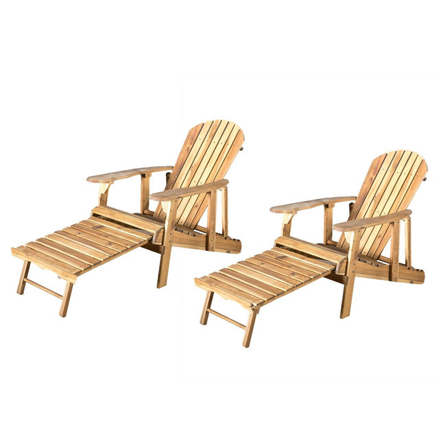 Hayle 2pk Wood Reclining Adirondack Chair with Footrest - Natural - Christopher Knight Home