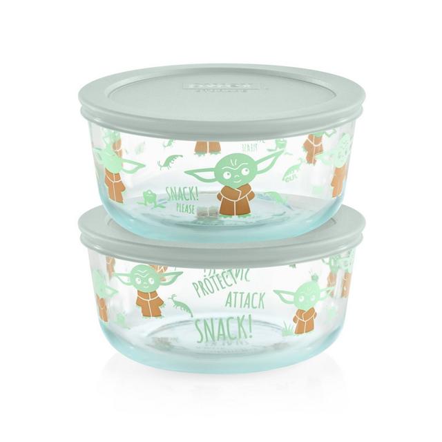 Pyrex 4pc 4 Cup Round Decorated Glass Food Storage Set - Star Wars The Child