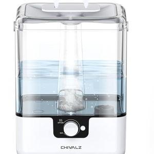 CHIVALZ Humidifiers for Bedroom, 6L Cool Mist Humidifiers for Baby Nursery, 26dB Quiet, 50H Runtime, Top Fill Humidifier for Large Room, Home, Plants, Nightlight, Oil Diffuser 1 Pack White