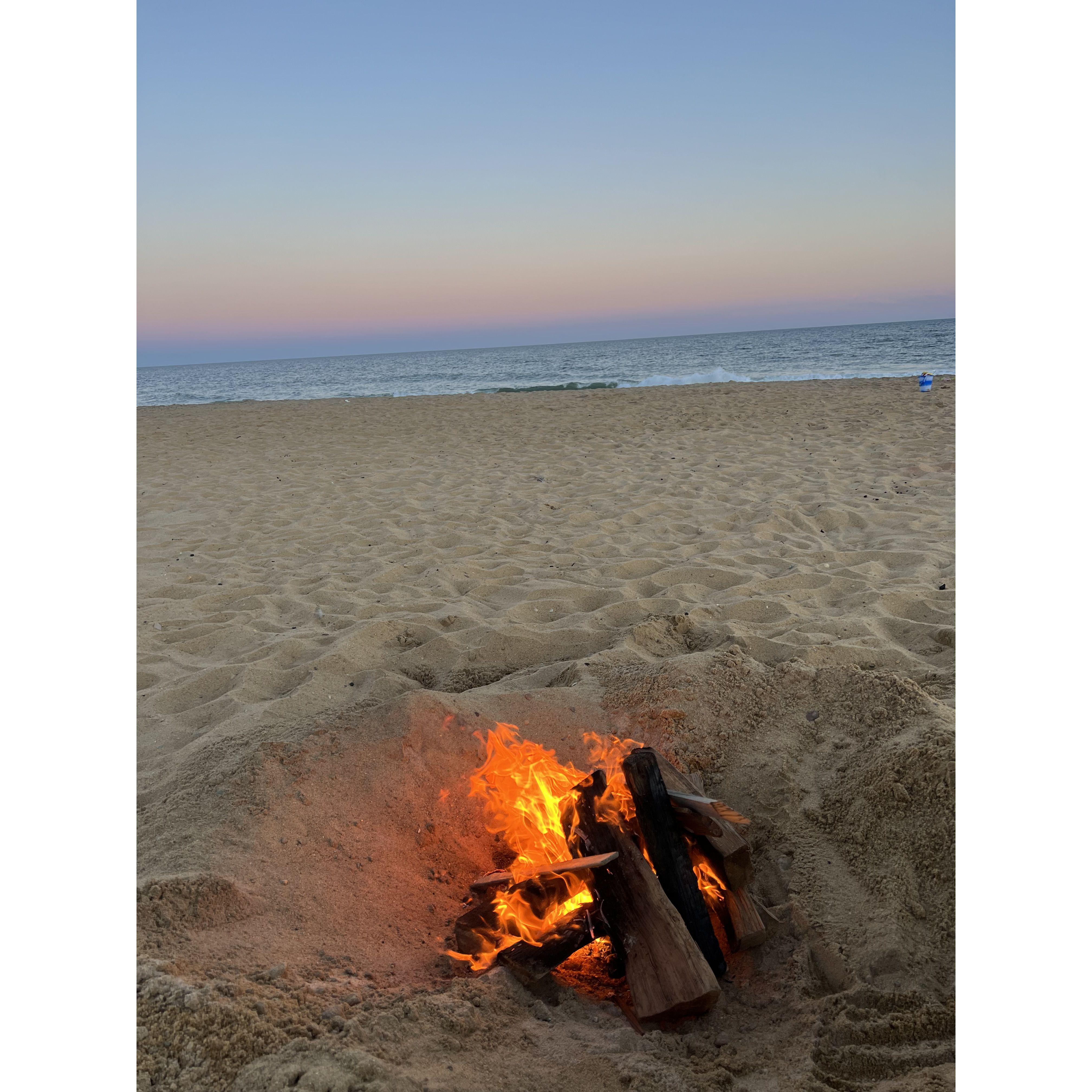 Bonfires at sunset - our personal favorite !