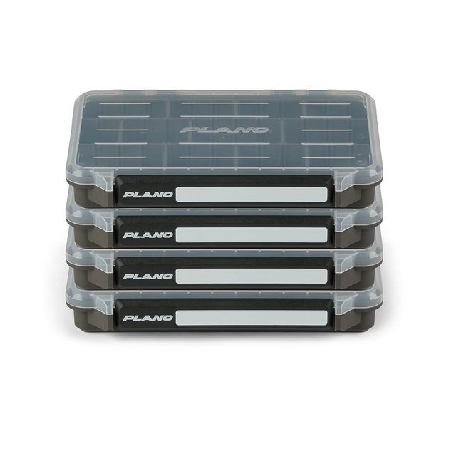 Plano StowAway 3600 Stow Tackle Box with Corrosion-Preventive Rustricor, 4-Pack, Single Latch Design, Transparent DuraView Lid, Stackable Storage for Fishing Bait, Lures and Gear
