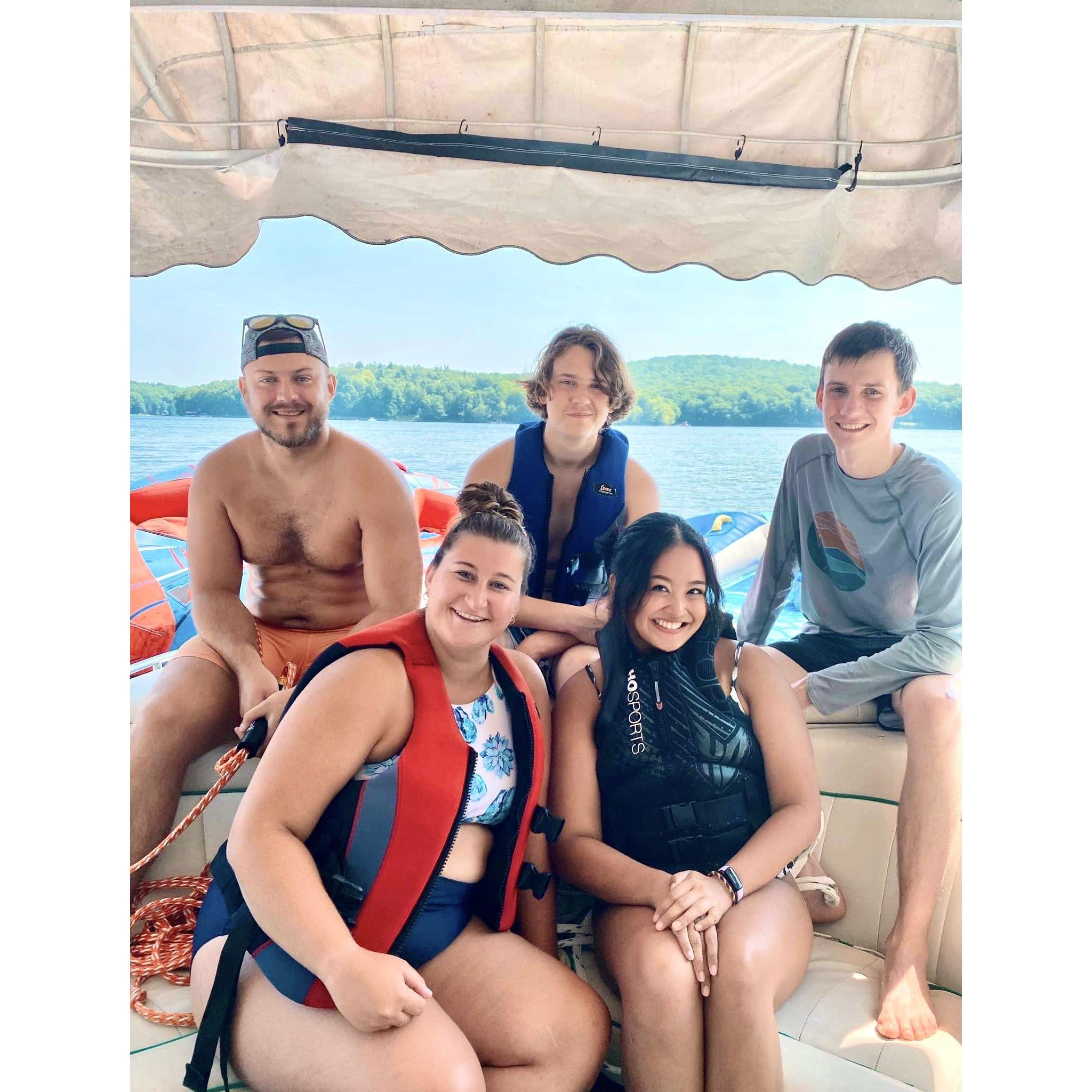 Deep Creek Lake, Summer 2023. On the boat with the King boys and Rhianna, Michelle's future co-sister-in-law!