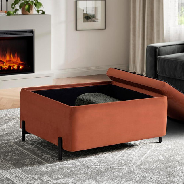 LifeStyle Solutions Studio Living Connor Storage Ottoman Large, Rust