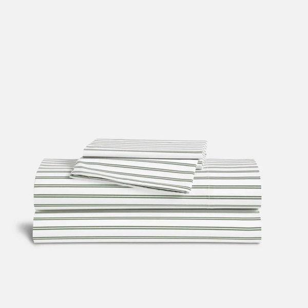 Luxe Sateen Core Sheet Set Color Tandem Stripe in Fresh Moss