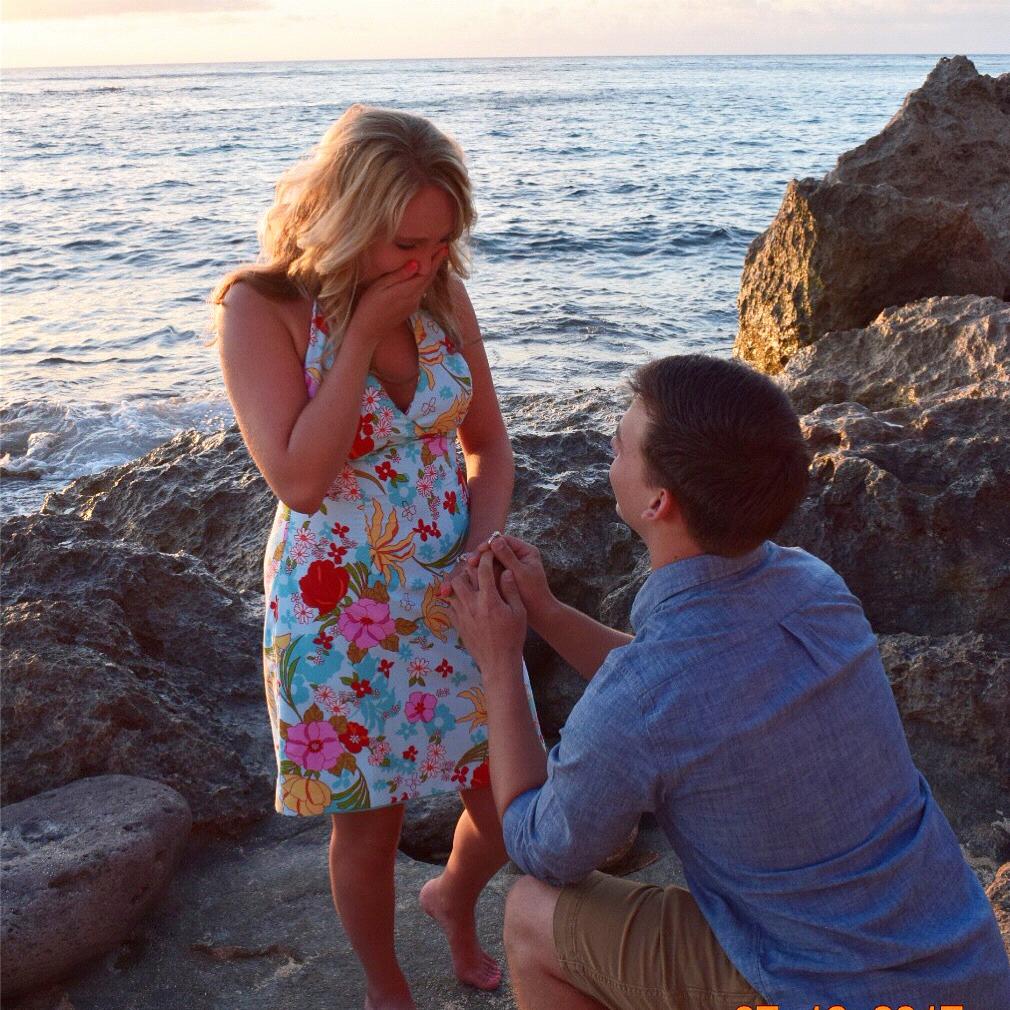 On the North Shore of Hawaii, Caleb proposed and she said YES!