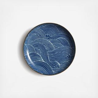 Aranami Blue Wave Salad Plate, Set of 4