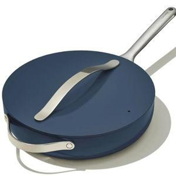 Navy Caraway Nonstick Ceramic Sauté Pan with Lid (4.5 qt, 11.8") - Non Toxic, PTFE & PFOA Free - Oven Safe & Compatible with All Stovetops (Gas, Electric & Induction) - Navy