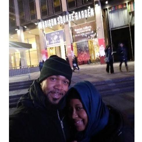 December 2017 - NYC It was freezing that day and we walked like 5 miles to get to the fashion warehouses...just for them to be closed! He brought us gloves, his hat, and the scarf wrapped around my head. I was so mad but it was a nice outting for us!