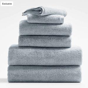 Organic Turkish Cotton Mist Blue Bath Towel + Reviews | Crate & Barrel