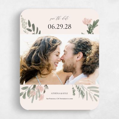Beige Rounded Wedding Save the Date - Oaklyn Photo