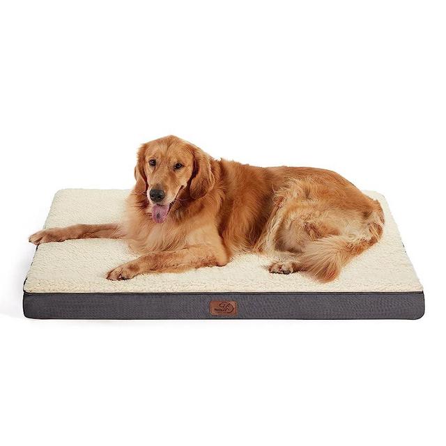 Bedsure Large Dog Crate Bed - Big Orthopedic Waterproof Dog Beds with Removable Washable Cover for Large Dogs, Egg Crate Foam Pet Bed Mat, Suitable for Dogs Up to 75 lbs