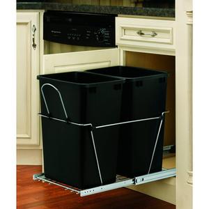 19.25 in. H x 14.38 in. W x 22 in. D Double 35 Qt. Pull-Out Black and Chrome Waste Container