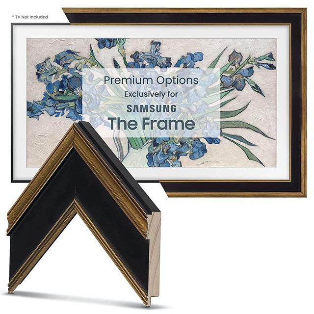 Deco TV Frames - Antique Gold & Black Smart Frame Compatible ONLY with Samsung The Frame TV (55", Fits 2021-2023 Frame TV)