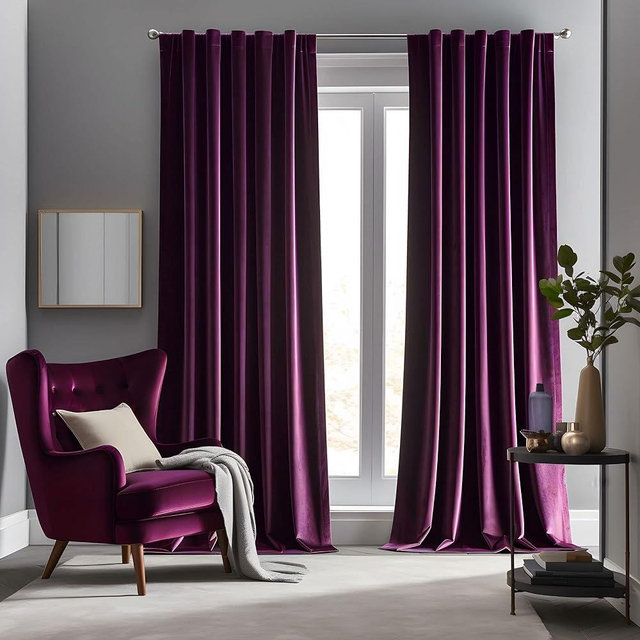Aljctns Grape Purple Velvet Curtains 96 inches Long Luxury Blackout Curtains for Bedroom Living Room,Thermal Insulated Super Soft Window Drapes Rod Pocket & Back Tab, 52" W x 96" L, 2 Panels Set