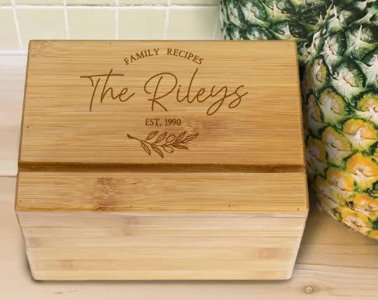 American Sign Letters Personalized Recipe Box - Housewarming Gift, Wedding Gift, Wooden Recipe Box, Kitchen Gifts, Kitchen Accessories