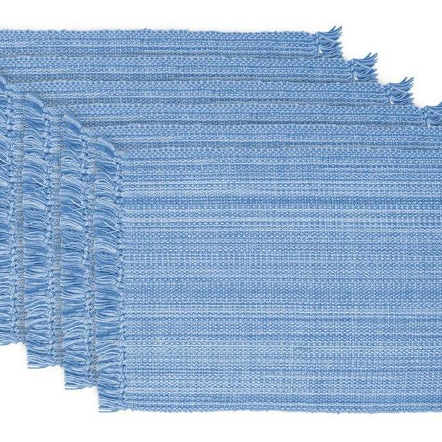 DII Variegated 100% Cotton, Ribbed Placemat, 13-Inch by 19-Inch, Light Blue