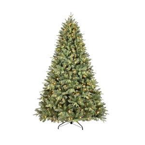 Treepool 8FT Pre-Lit Artificial Christmas Tree with 2748 PE&PVC Mixed Branch Tips, 600 Warm White Lights, Hinged Premium Spruce Fake Xmas Trees, Green, Foldable Base