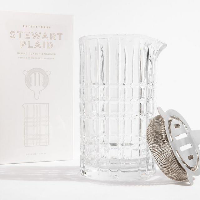 Stewart Plaid Cocktail Mixing Glass with Strainer