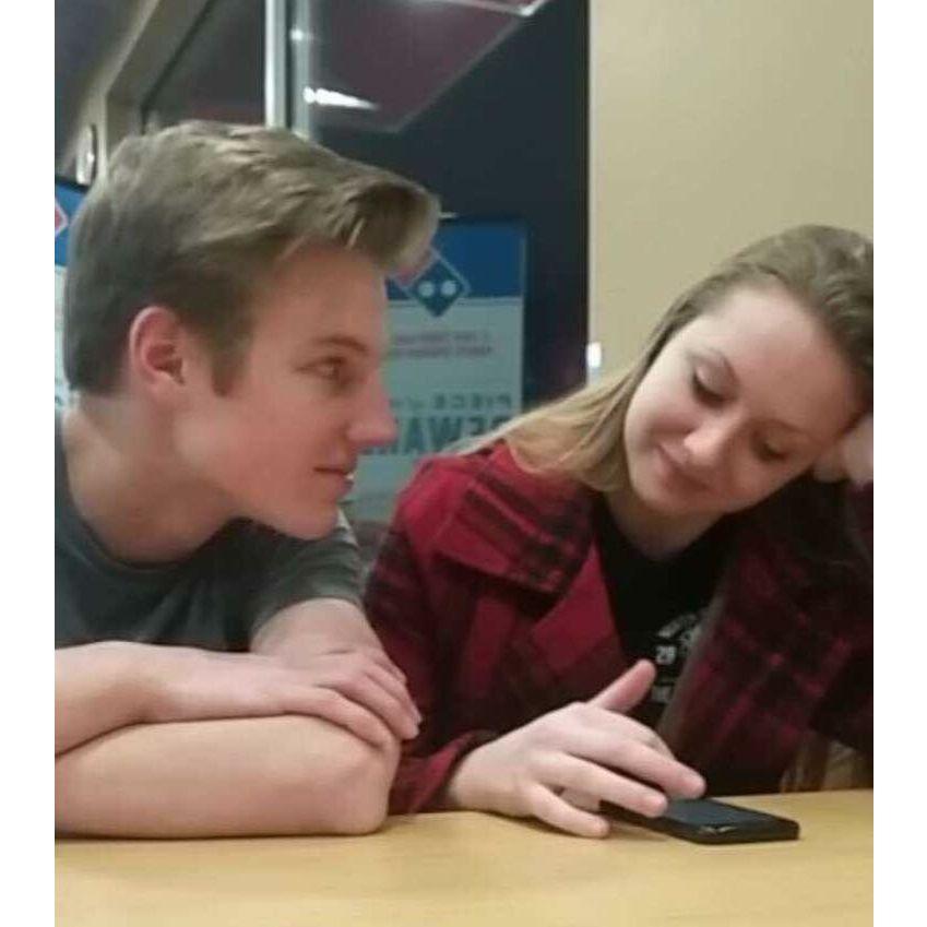The first picture taken of Rhi & G together while dating. God only knows what she said to get that face as a response - 2016