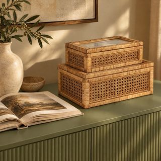 2-Piece Woven Rattan Display Boxes